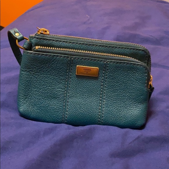 Teal Fossil wallet